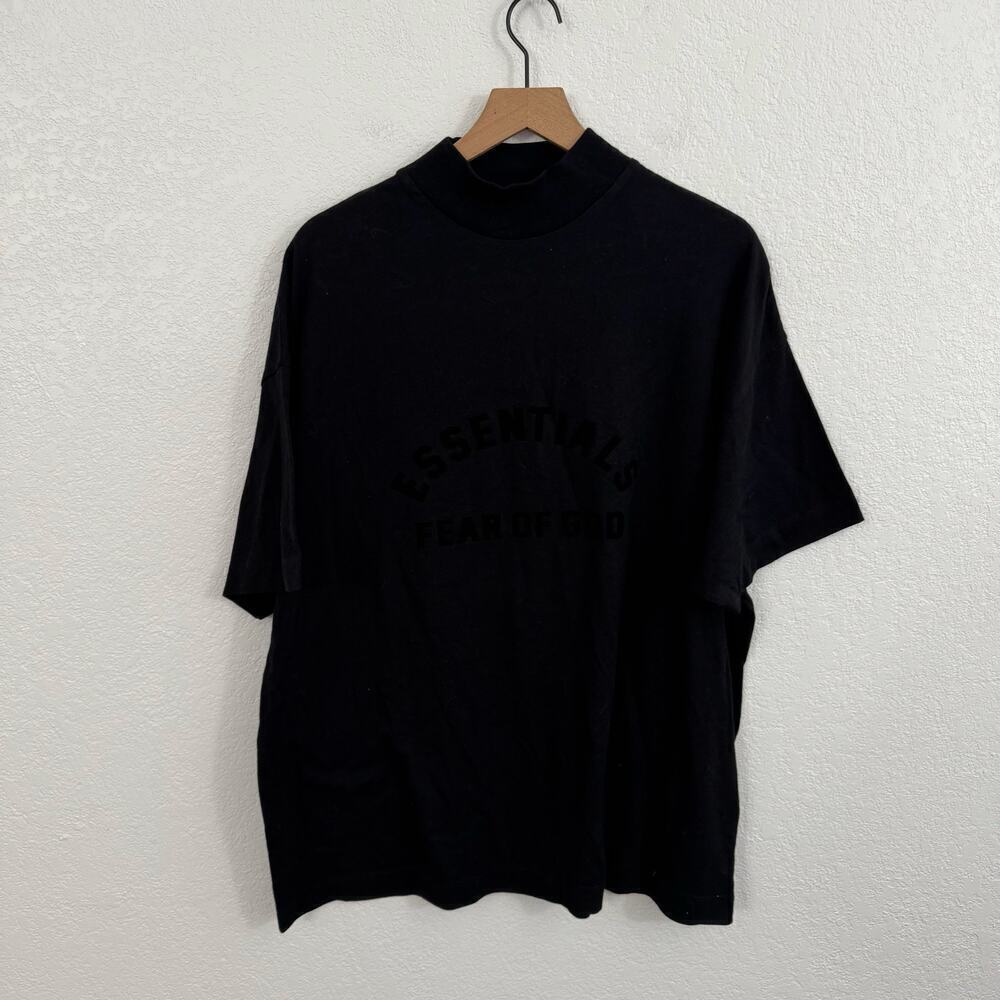 Fear Of God Essentials SS23 Mock Neck Half Sleeve Oversized T-Shirt Jet Black XS - Picture 4 of 12